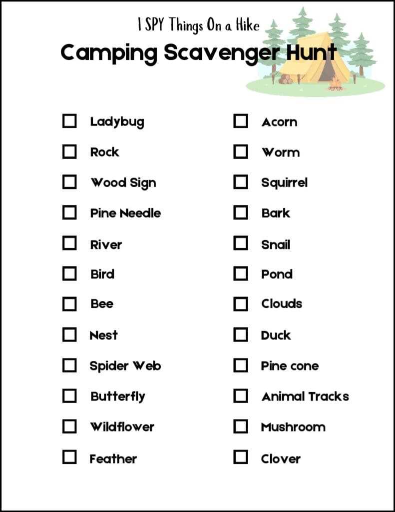 printable scavenger hunt camping
