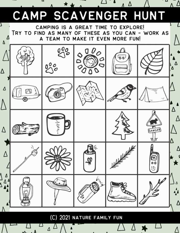 printable scavenger hunt camping