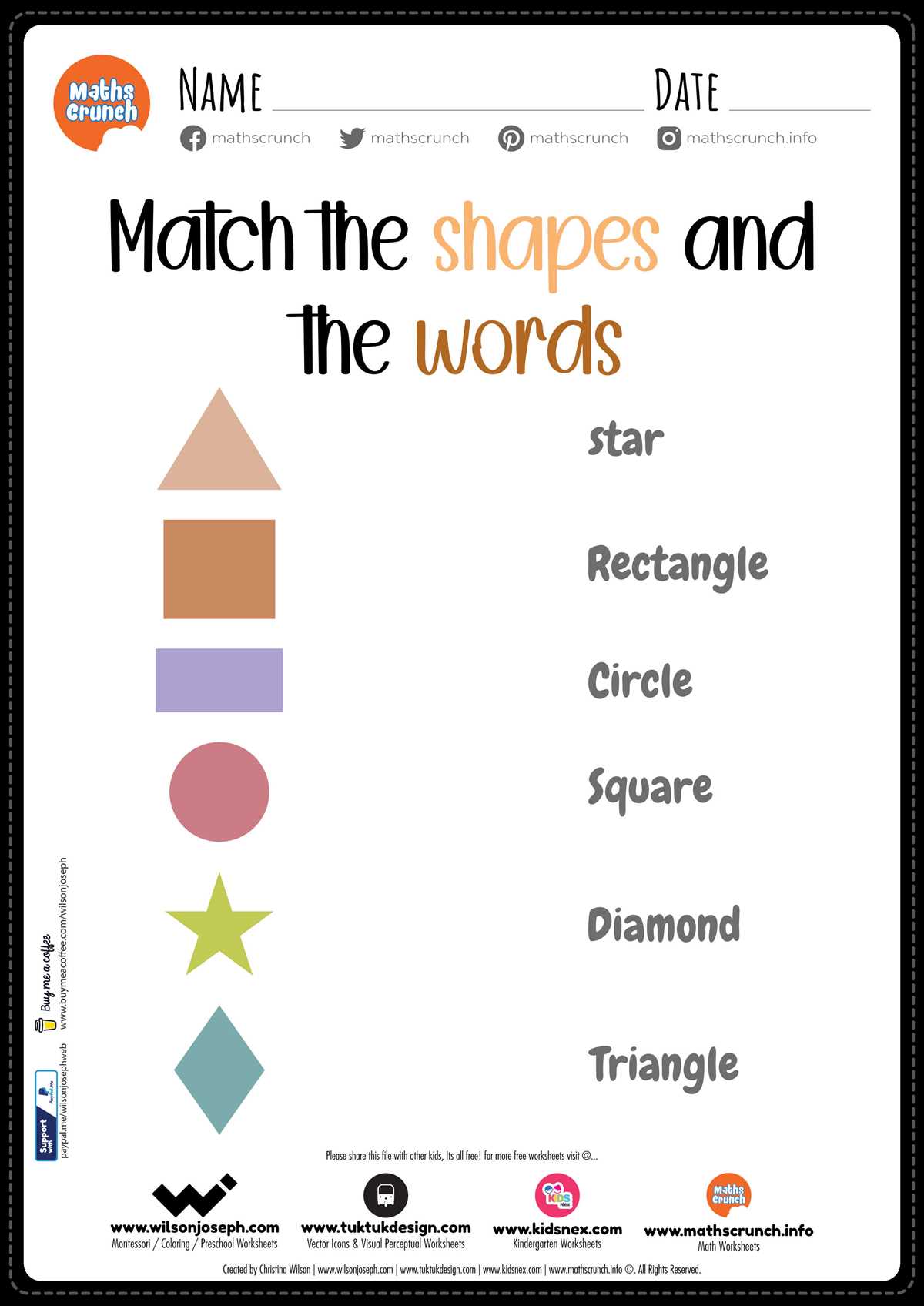 printable shapes kindergarten