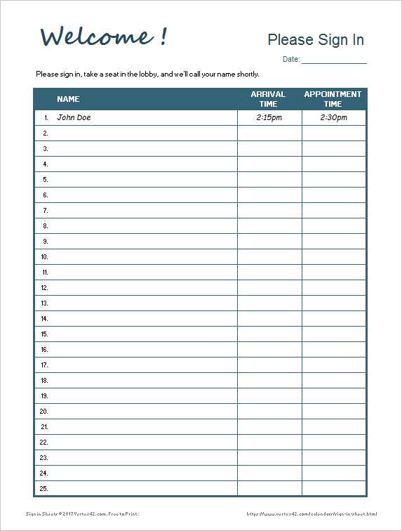 printable sign in sheet for meeting