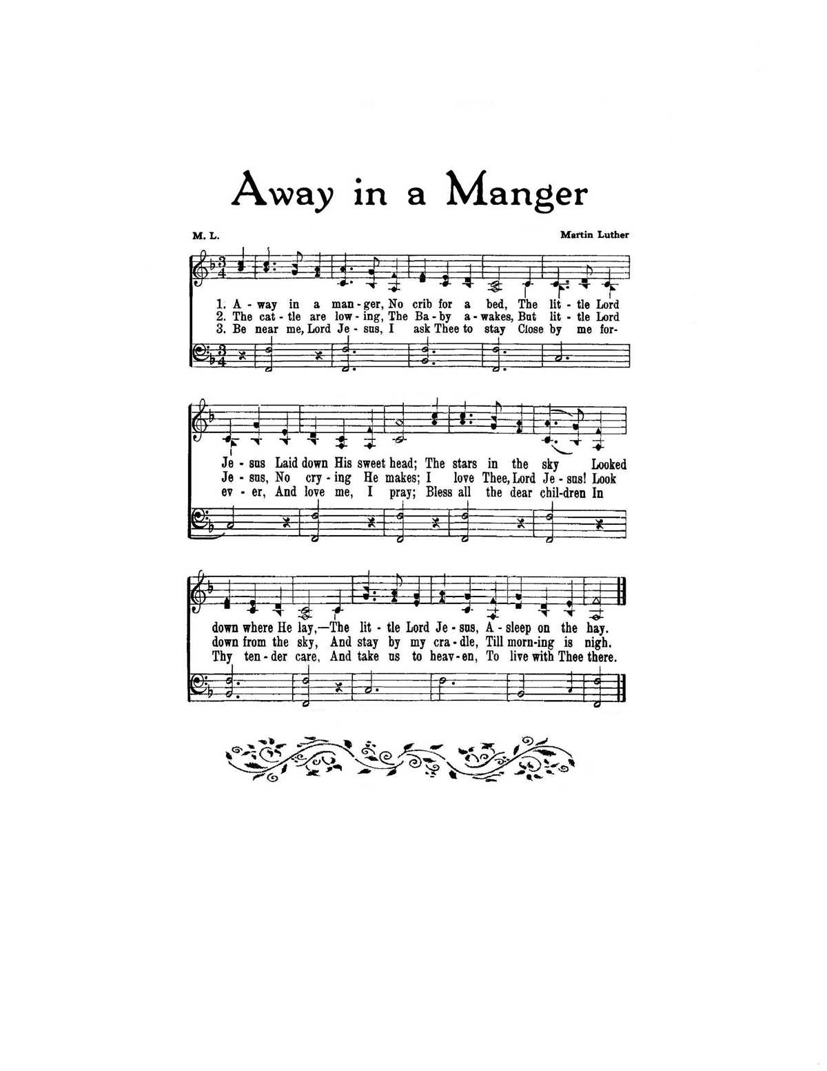 printable song lyrics for away in a manger