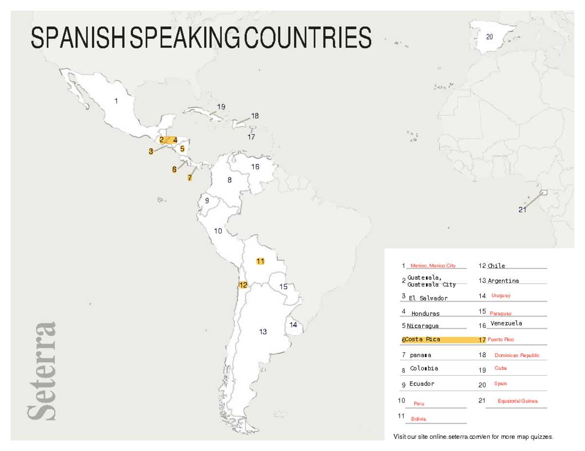 printable spanish speaking countries map