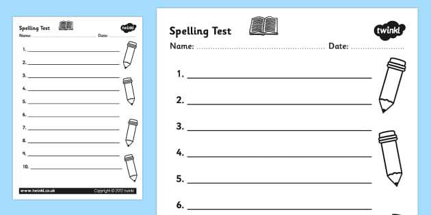 printable spelling test paper