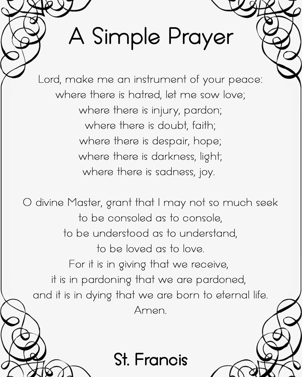 printable st francis prayer