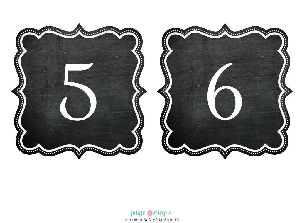 printable table numbers