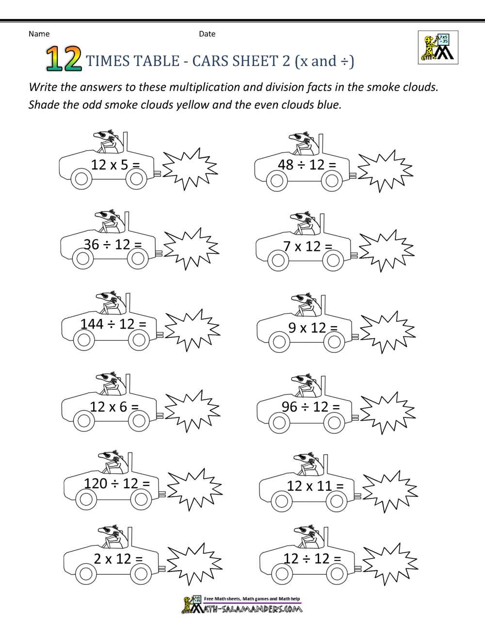 printable times tables worksheets 1 12