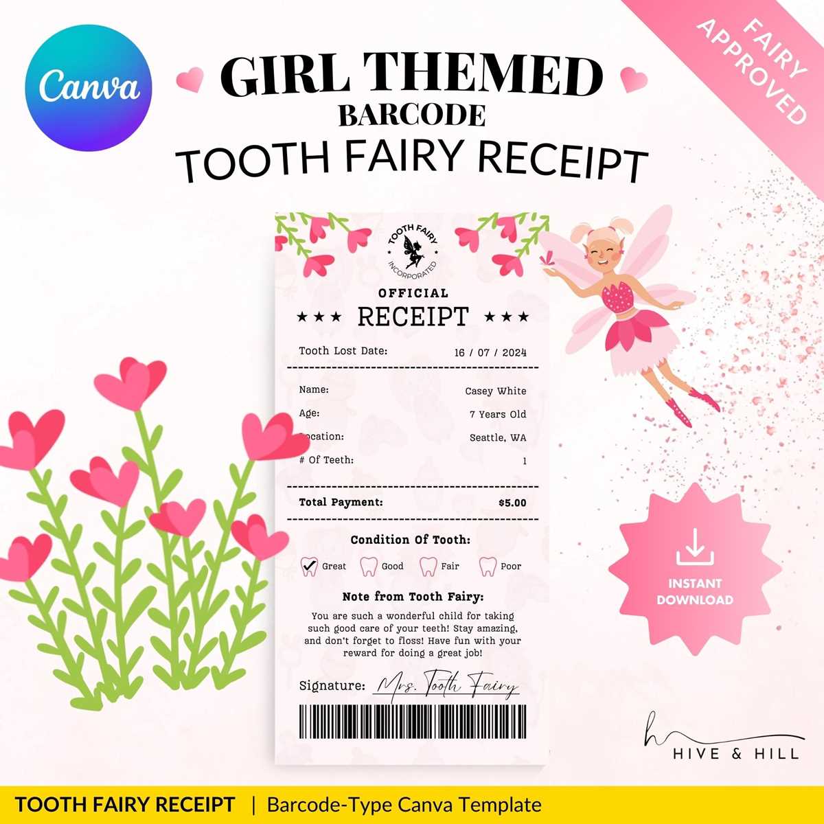 printable tooth fairy receipt