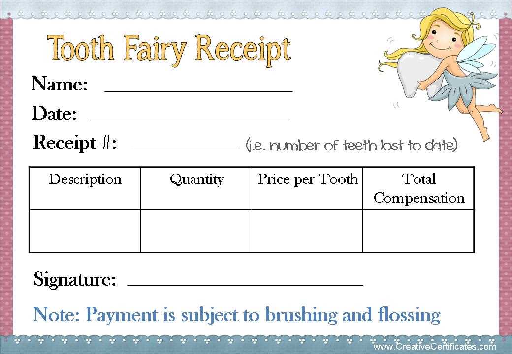 printable tooth fairy receipt