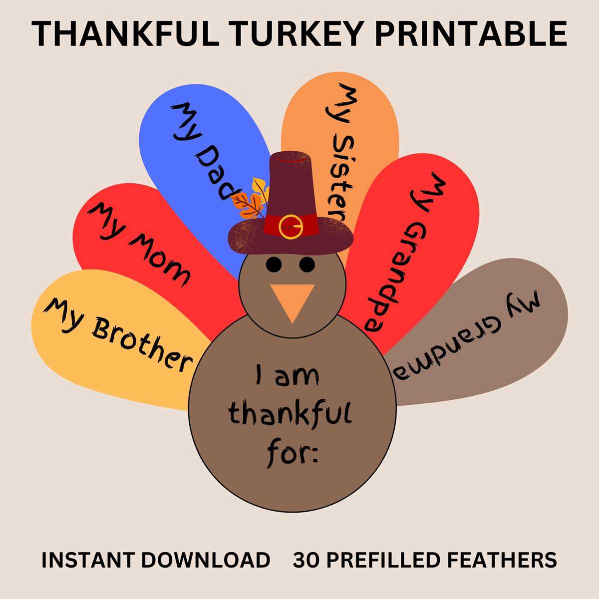 printable turkey feathers