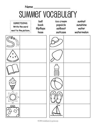 printable vocabulary worksheets