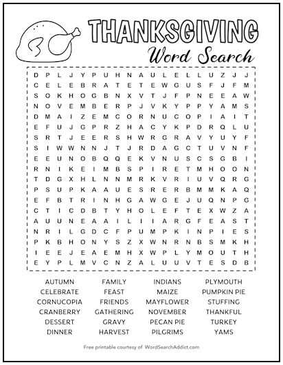 printable word search adults