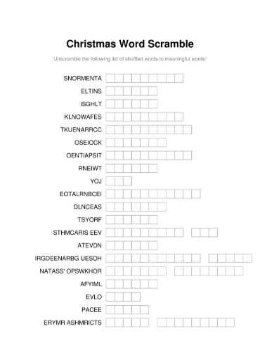 printable word unscramble
