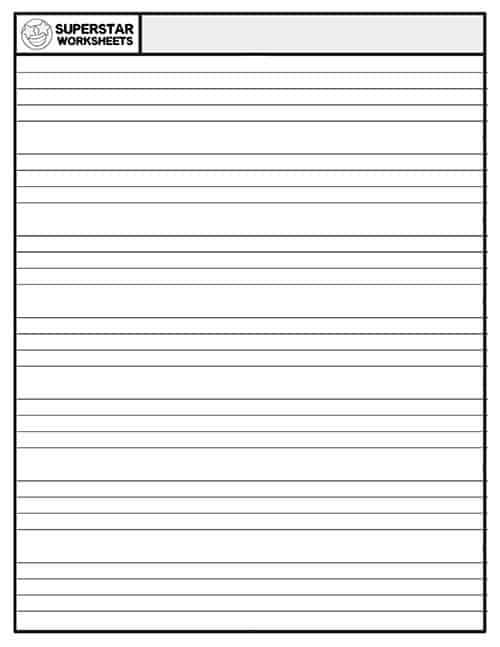 printable writing lines for kindergarten