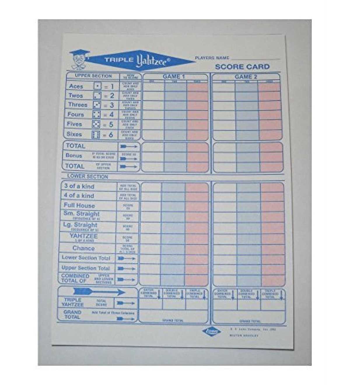 printable yahtzee score pads