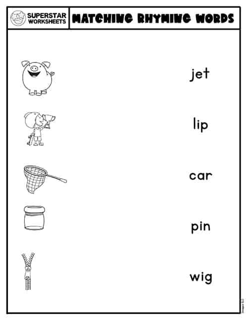rhyming printables for kindergarten