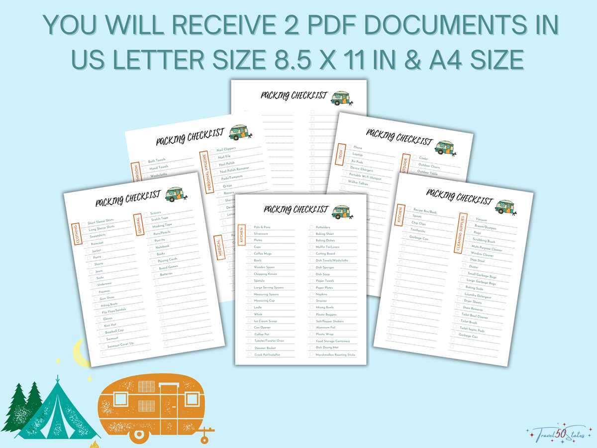 rv packing checklist printable