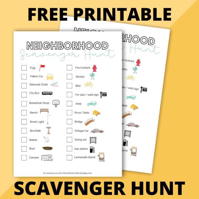 scavenger hunt printables