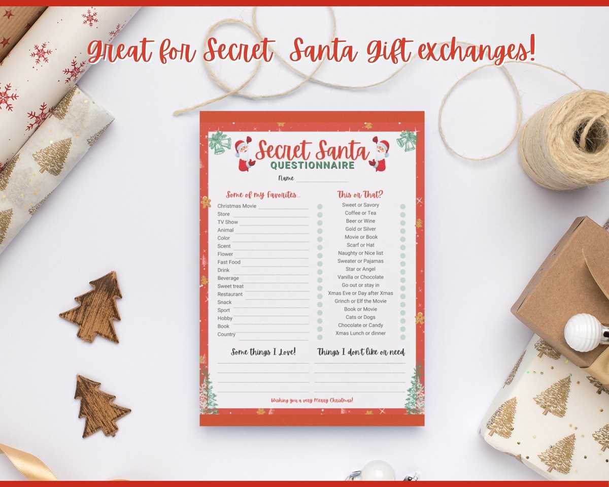 secret santa list printable