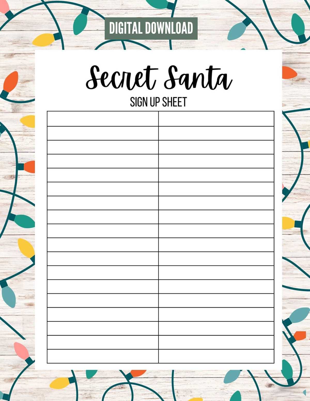 secret santa list printables