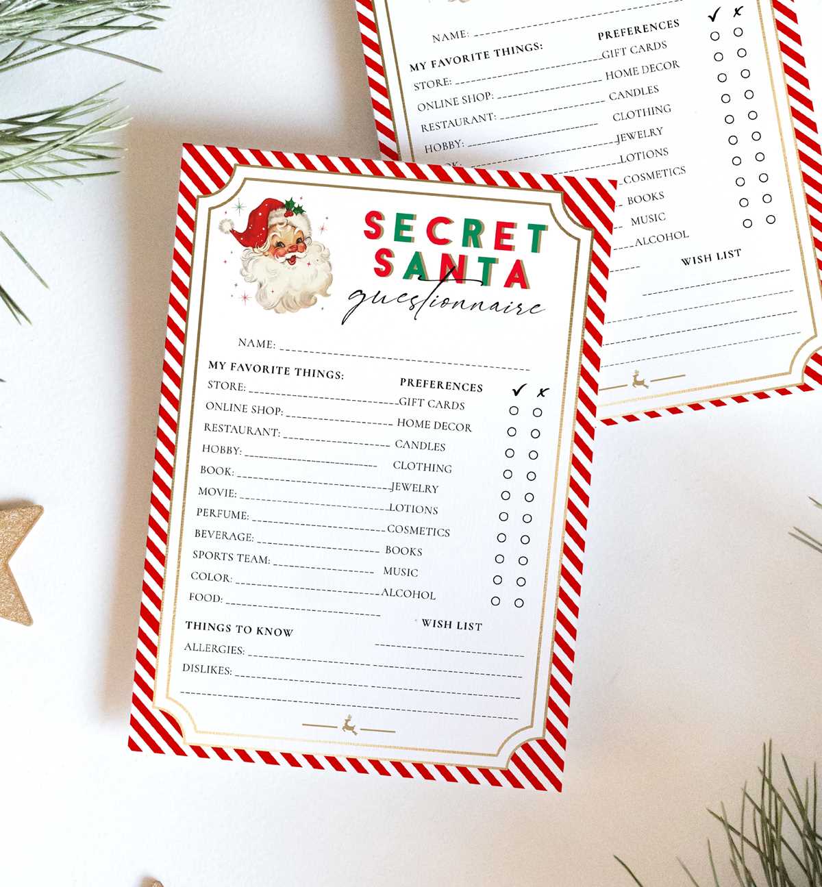 secret santa questionnaire for coworkers printable