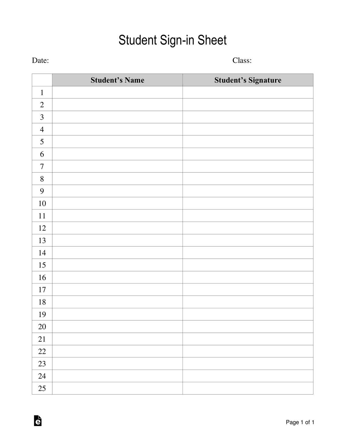 sign in sheet printable