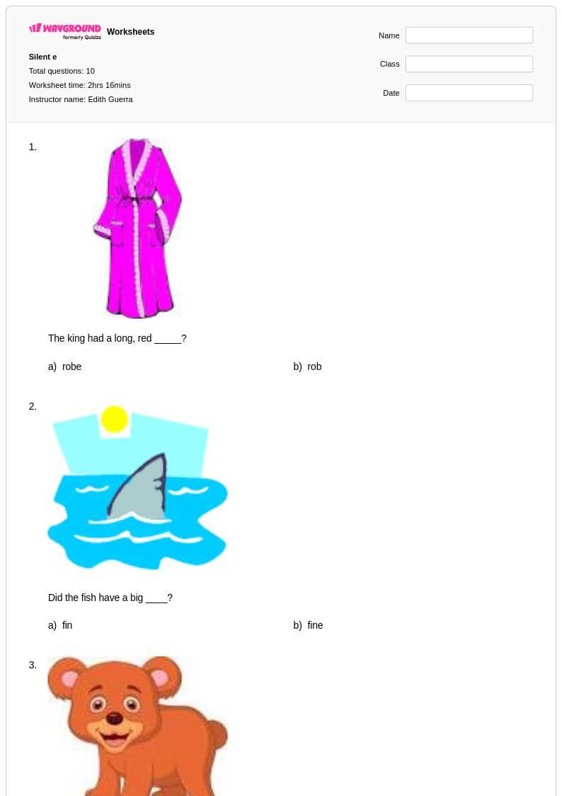 silent e worksheets free printable
