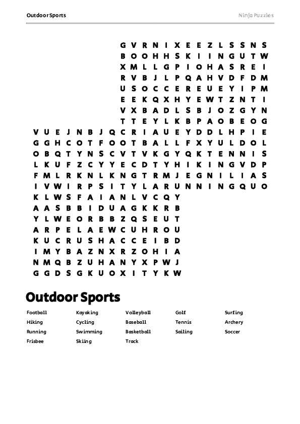 sport word search printable