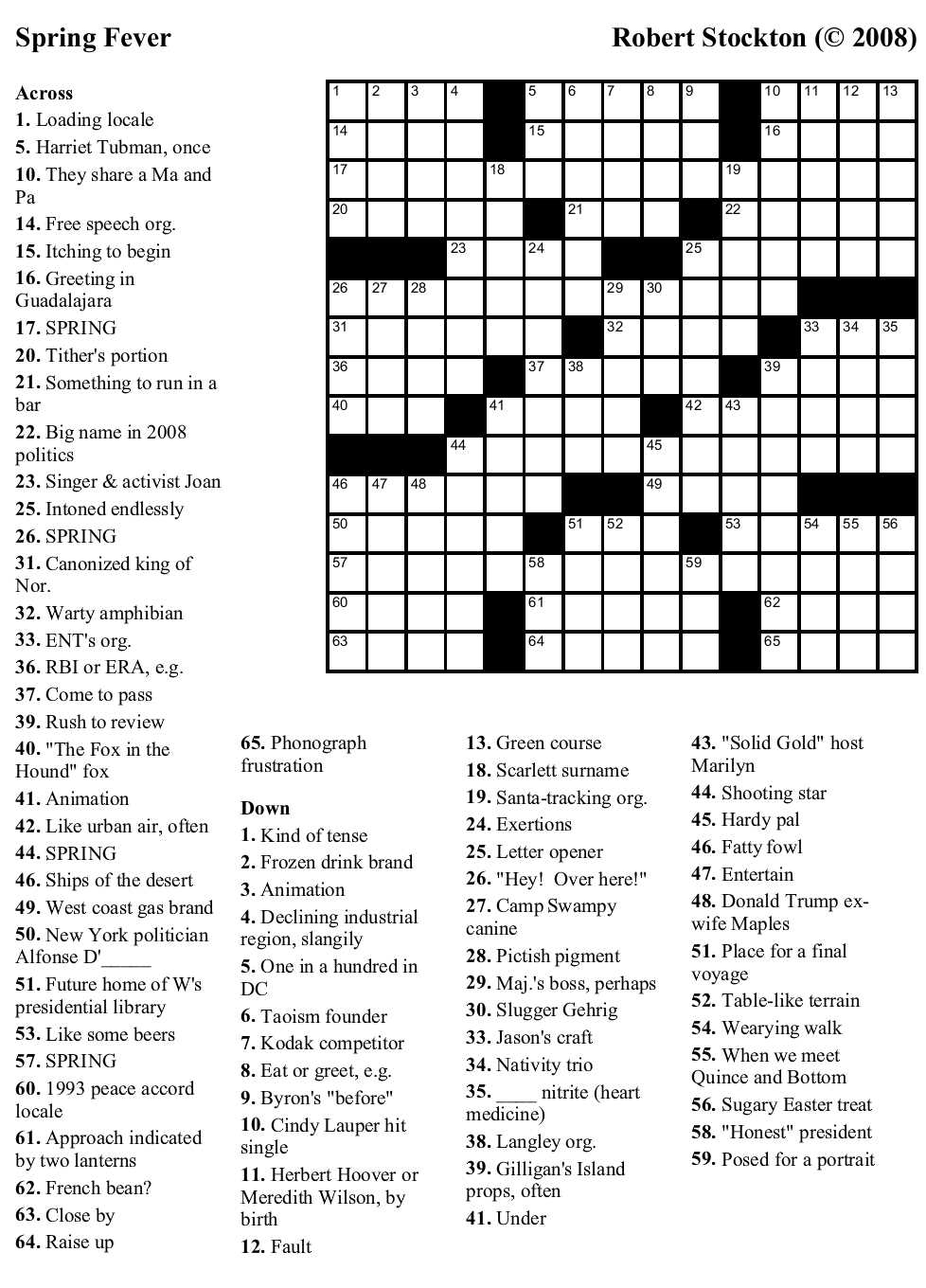 spring crossword puzzle printable