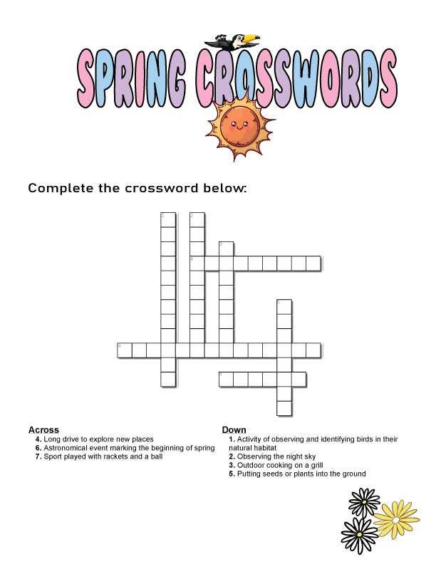 spring crossword puzzle printable