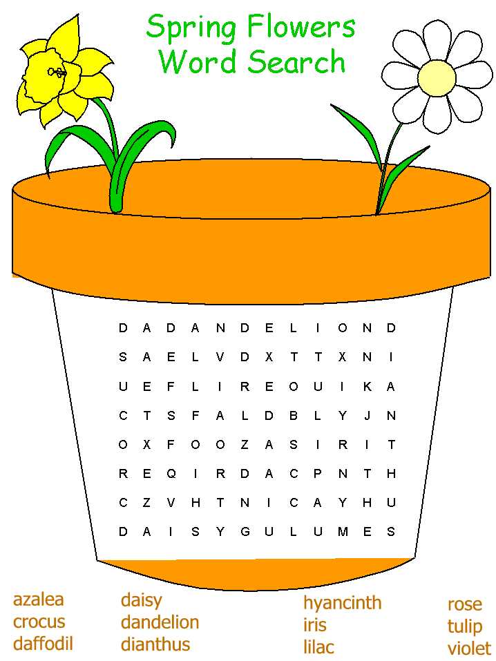 spring word search printable free