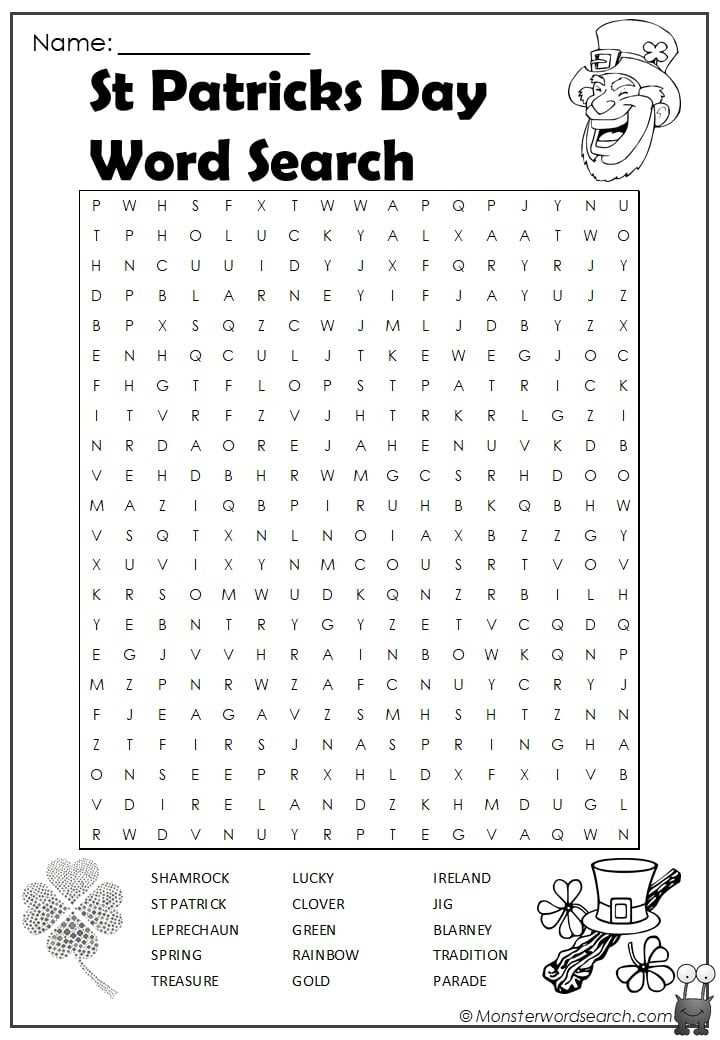 st patricks day word search printable