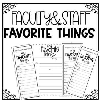 staff favorites printable employee favorite things list