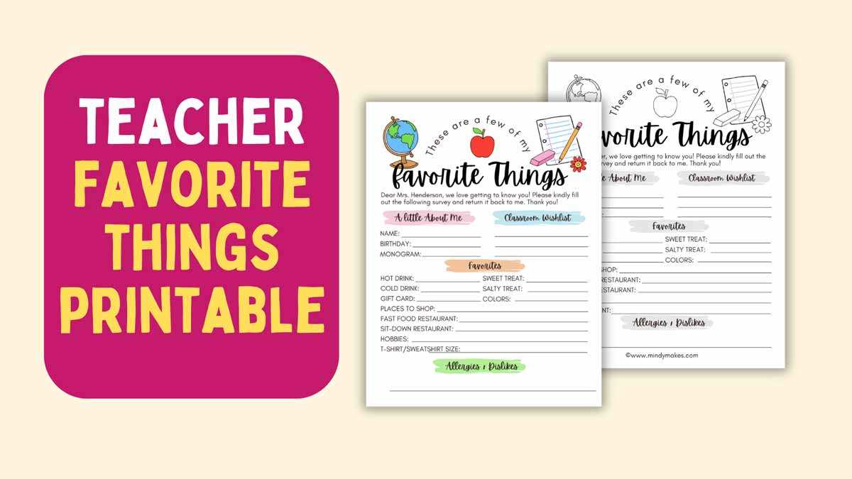 staff favorites printable employee favorite things list
