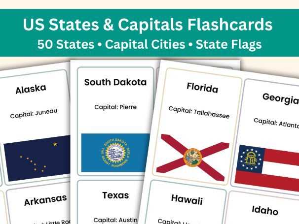 states and capitals flashcards printable
