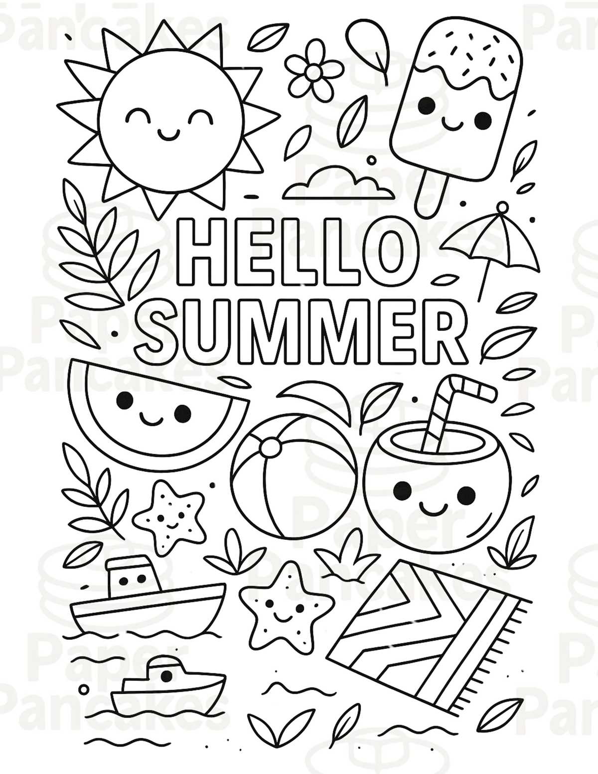 summer coloring sheet printable