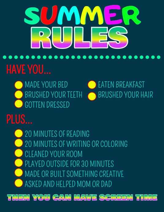 summer rules printable