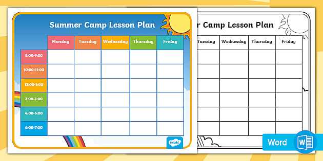 summer schedule printable