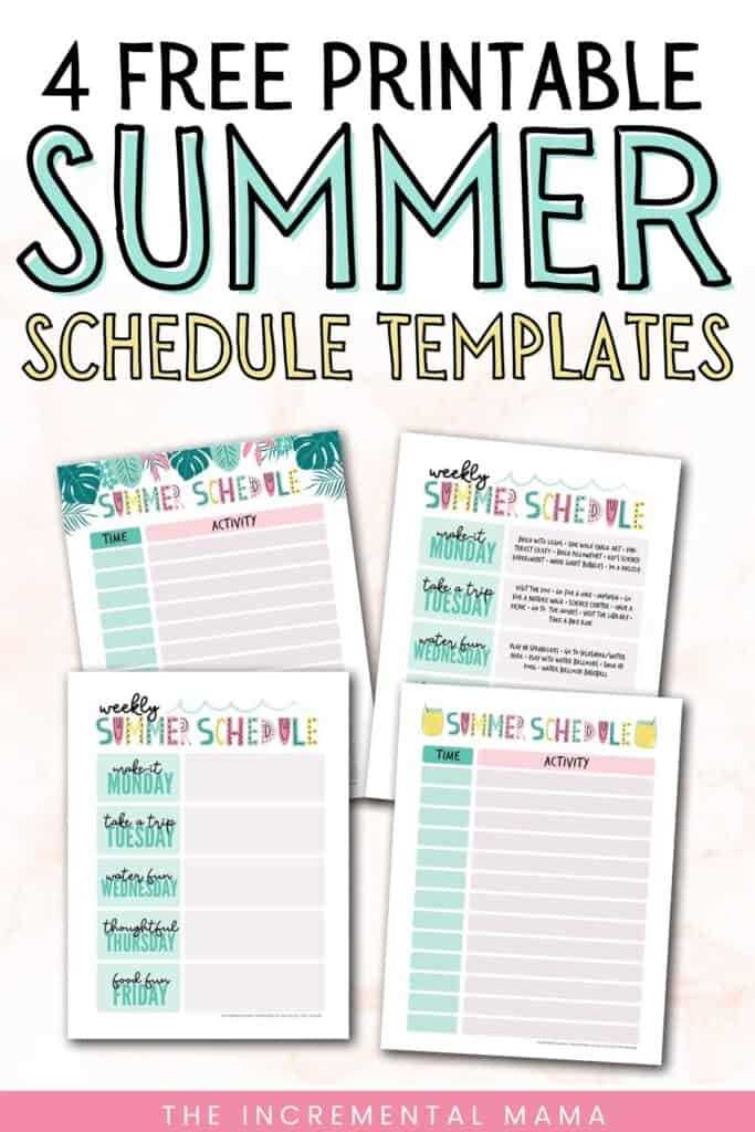 summer schedule printable