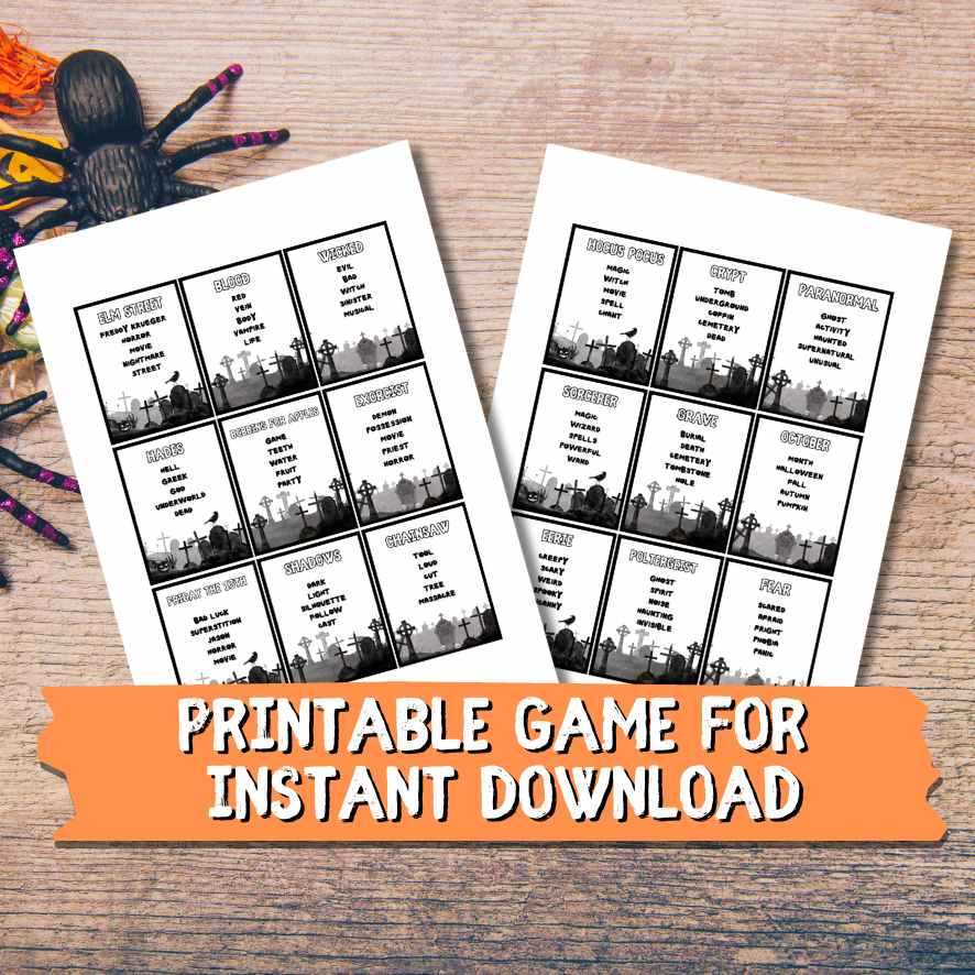taboo game cards printable