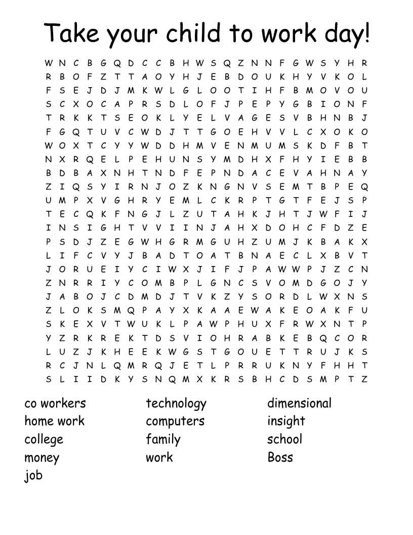 take your child to work day printables