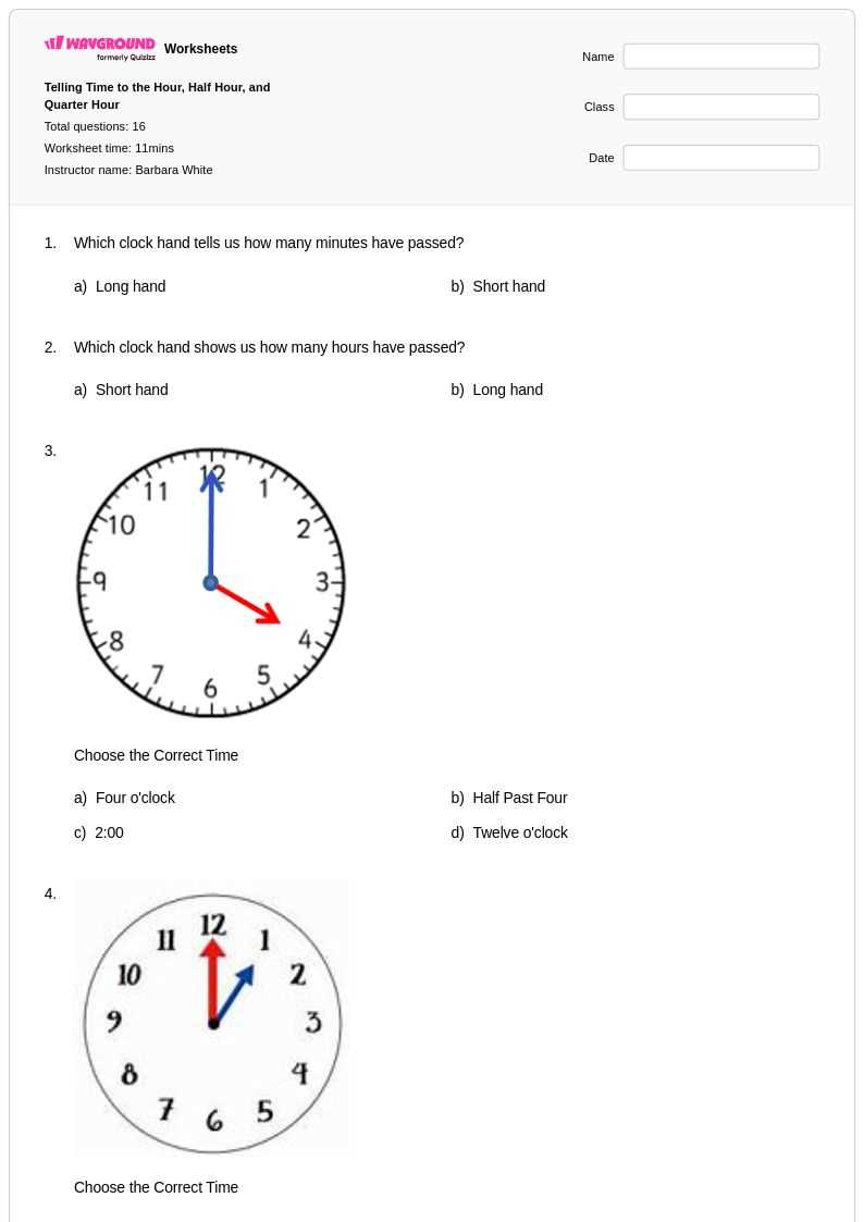 telling time clocks printable