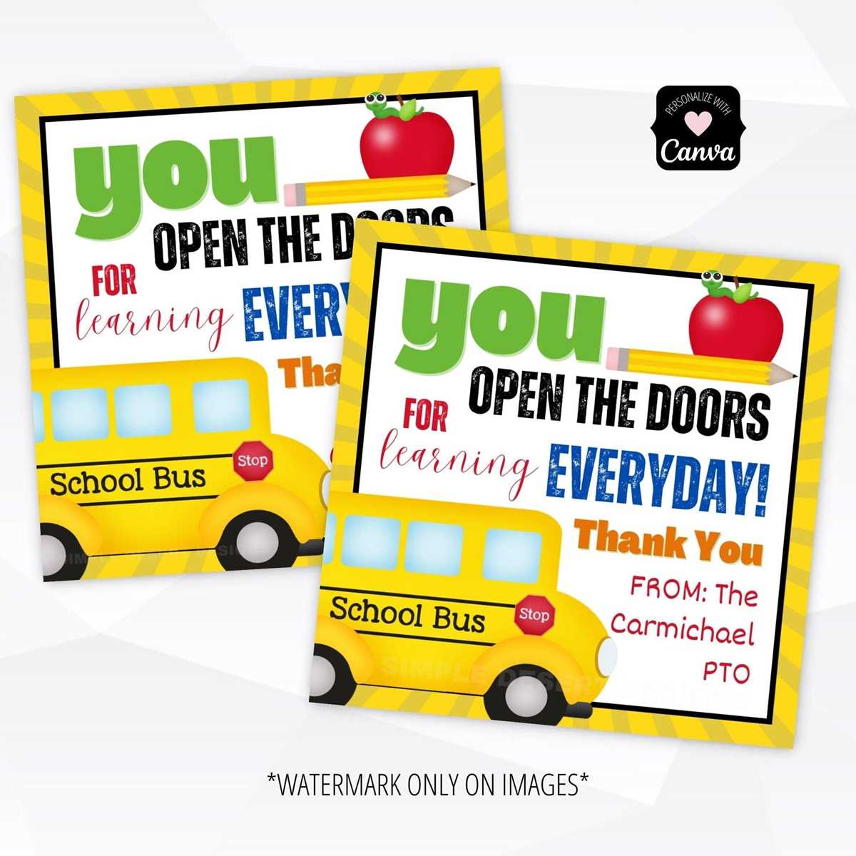 thank you card for bus driver printable