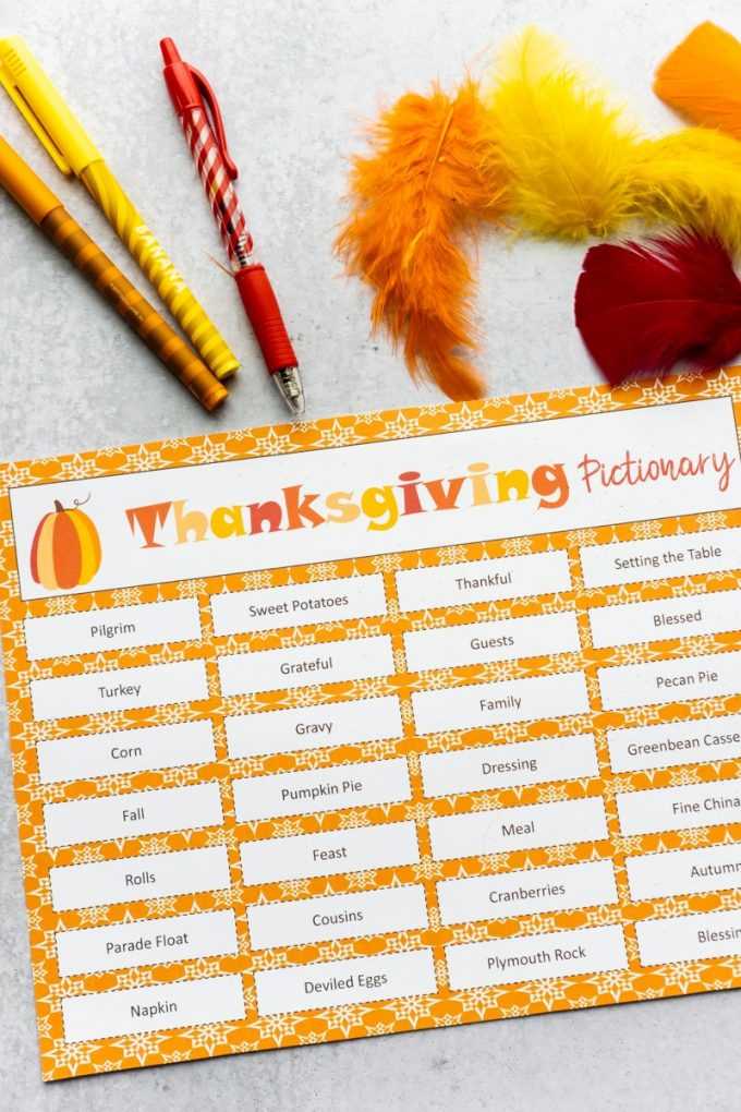 thanksgiving pictionary free printable