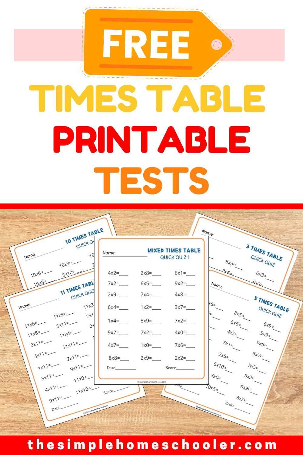 times table test printable