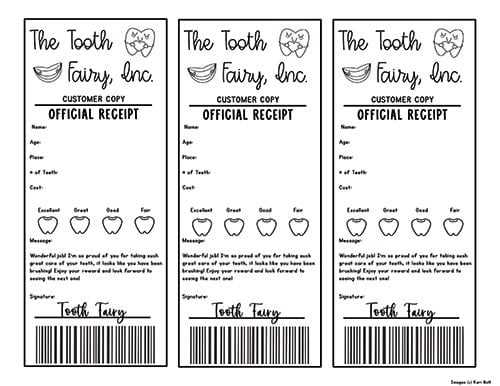 tooth fairy receipt free printable