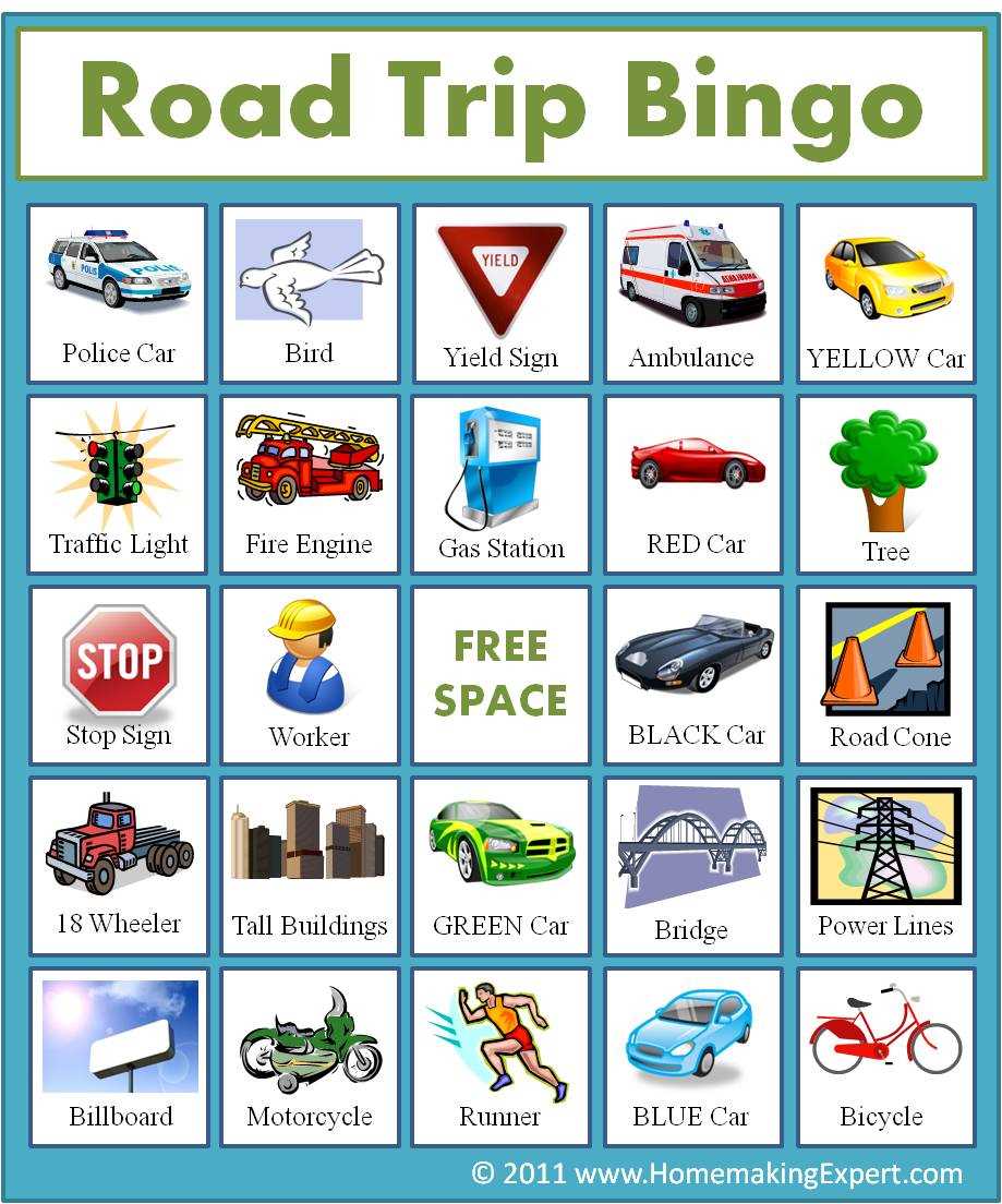travel bingo printable