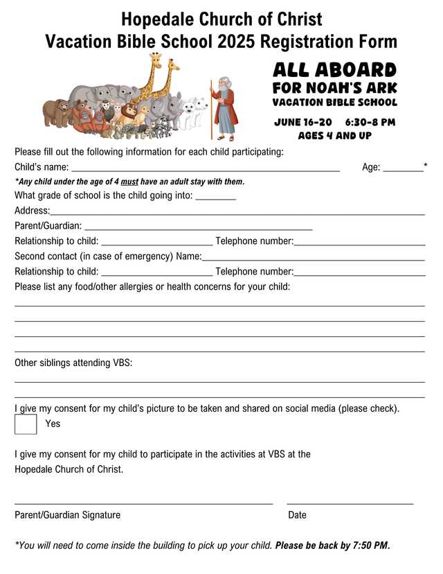 vbs registration form printable