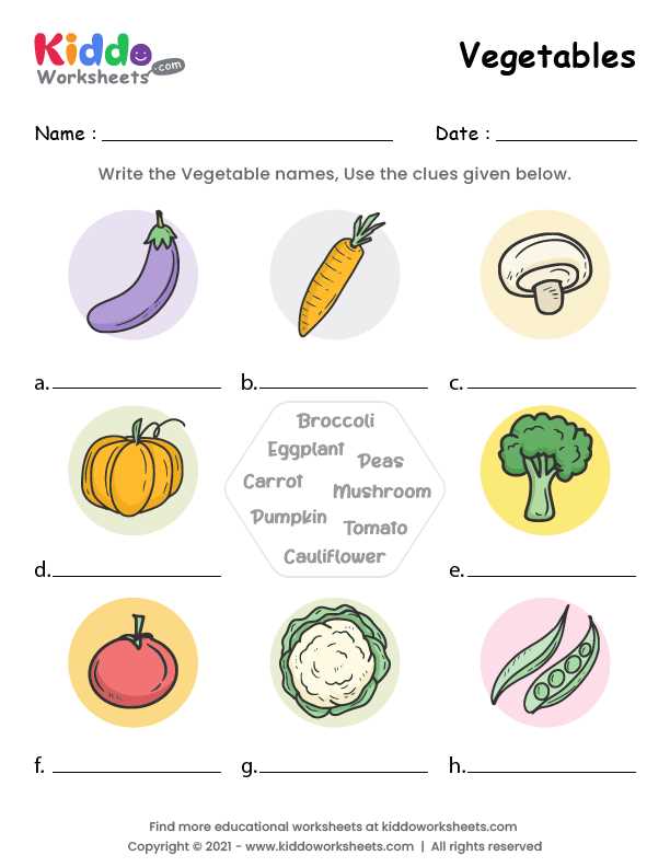vegetables pictures printable