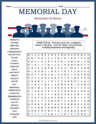 veterans day crossword puzzle free printable