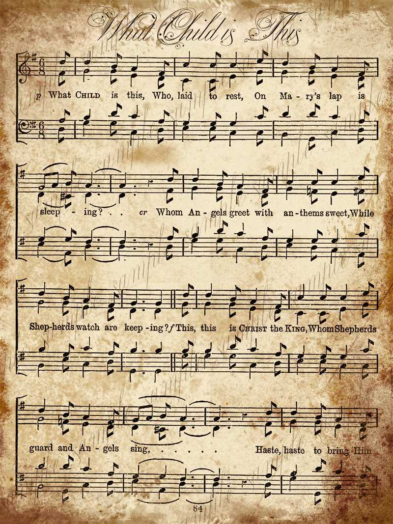 vintage christmas music sheet printable